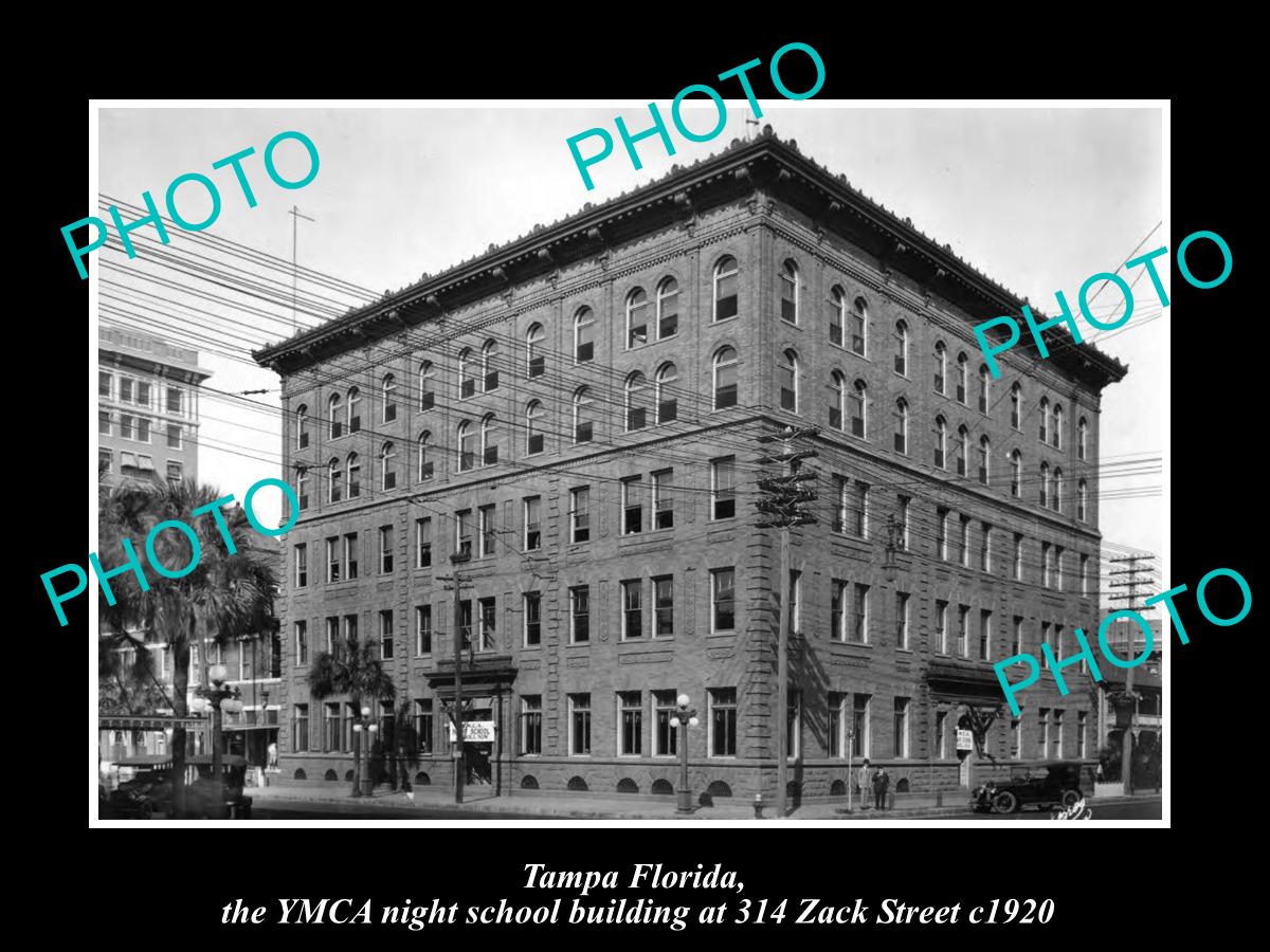 OLD LARGE HISTORIC PHOTO OF TAMPA FLORIDA, VIEW OF THE YMCA BUILDING c1920