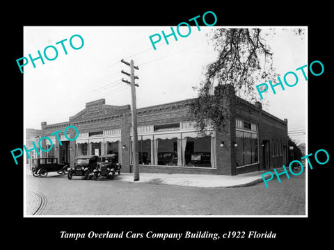 OLD LARGE HISTORIC PHOTO OF TAMPA FLORIDA, THE OVERLAND CAR Co BUILING 1922