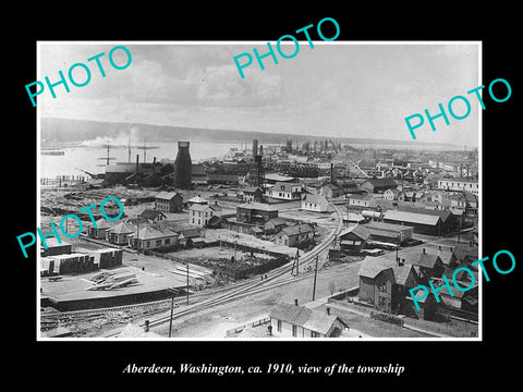 OLD LARGE HISTORIC PHOTO OF ABERDEEN WASHINGTON, VIEW OF THE TOWNSHIP c1910