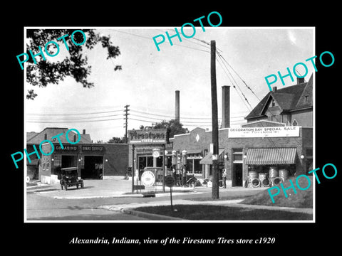 OLD LARGE HISTORIC PHOTO OF ALEXANDRIA INDIANA, THE FIRESTONE TIRE STORE c1920