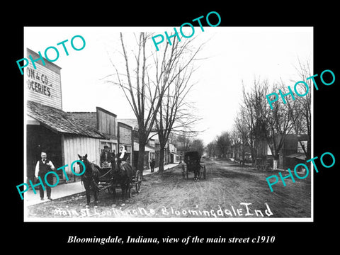 OLD LARGE HISTORIC PHOTO OF BLOOMINGDALE INDIANA, VIEW OF THE MAIN STREET c1910