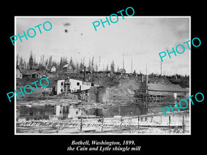 OLD LARGE HISTORIC PHOTO OF BOTHELL WASHINGTON, VIEW OF THE SHINGLE MILL c1899