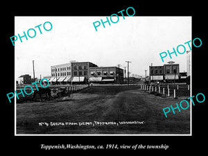 OLD LARGE HISTORIC PHOTO OF TOPPENISH WASHINGTON, VIEW OF THE TOWNSHIP c1914