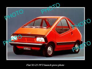 OLD LARGE HISTORIC PHOTO OF 1972 FIAT X1-23 MINI CAR LAUNCH PRESS PHOTO 2