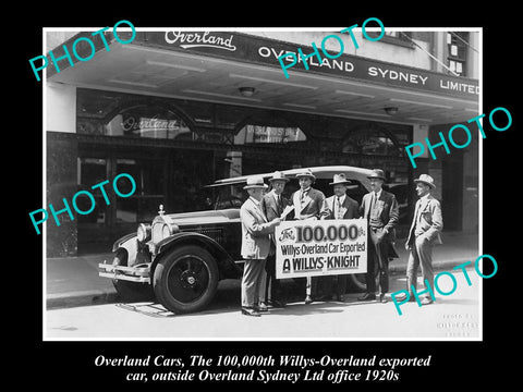 OLD LARGE HISTORIC PHOTO OF THE WILLYS OVERLAND CAR 100000th EXPORT c1920s NSW 1