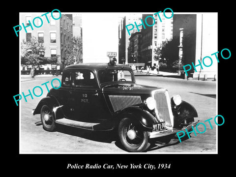 OLD LARGE HISTORIC PHOTO OF THE NEW YORK POLICE RADIO CAR, 10th PCT c1934