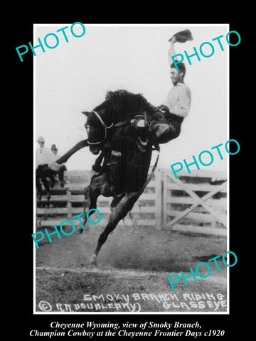 OLD HISTORIC PHOTO OF CHEYENNE WYOMING, SMOKY BRANCH FRONTIER DAYS RODEO c1920