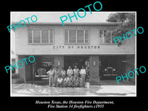 OLD LARGE HISTORIC PHOTO OF HOUSTON TEXAS, THE FIRE DEPARTMENT STATION No34 1955