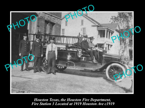 OLD LARGE HISTORIC PHOTO OF HOUSTON TEXAS, THE FIRE DEPARTMENT STATION No3 1919