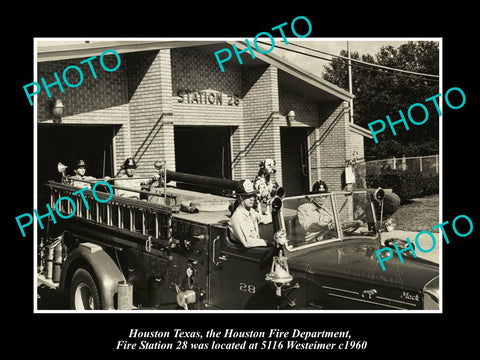 OLD LARGE HISTORIC PHOTO OF HOUSTON TEXAS, THE FIRE DEPARTMENT STATION No28 1960