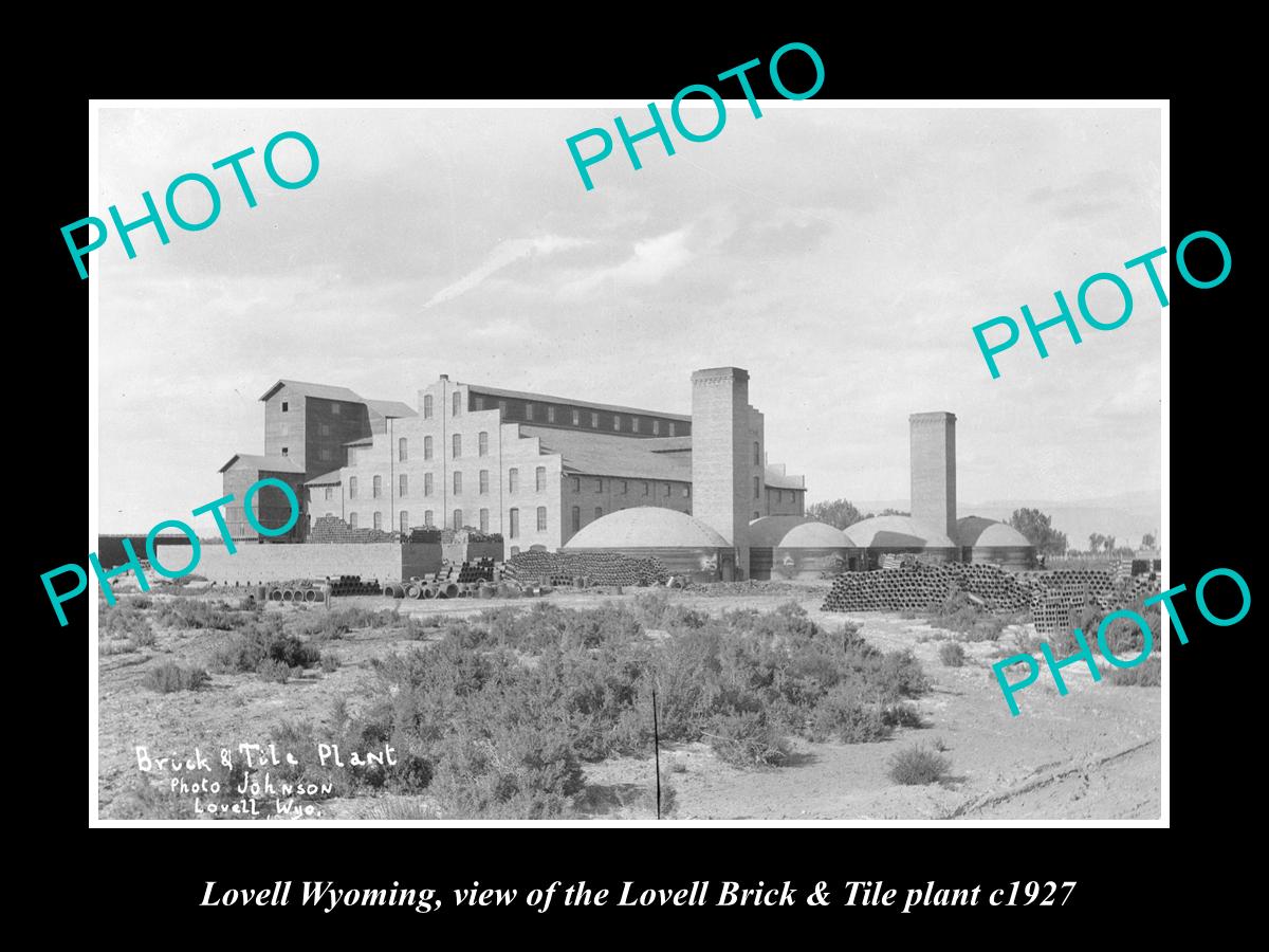 OLD LARGE HISTORIC PHOTO OF LOVELL WYOMING, VIEW OF THE BRICK & TILE PLANT 1927