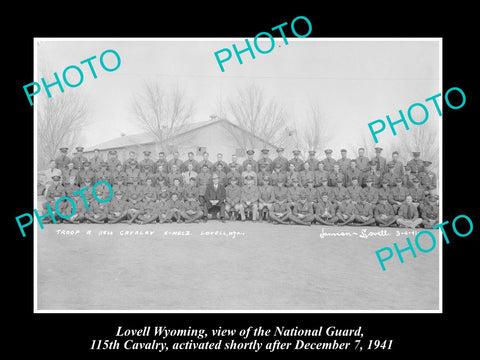 OLD LARGE HISTORIC PHOTO OF LOVELL WYOMING, NATIONAL GUARD 115th CAVALRY c1941