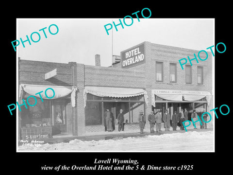 OLD LARGE HISTORIC PHOTO OF LOVELL WYOMING, VIEW OF THE OVERLAND HOTEL c1925