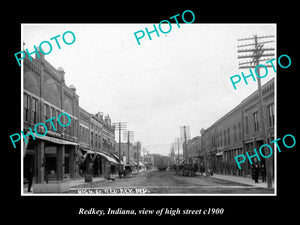 OLD LARGE HISTORIC PHOTO OF REDKEY INDIANA, VIEW OF THE MAIN STREET c1900