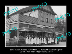 OLD LARGE HISTORIC PHOTO OF TERRE HAUTE INDIANA, THE VENDEL GROCERY STORE c1940