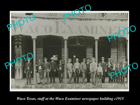 OLD LARGE HISTORIC PHOTO OF WACO TEXAS, WACO EXAMINER NEWSPAPER BUILDING c1915