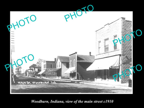 OLD LARGE HISTORIC PHOTO OF WOODBURN INDIANA, VIEW OF THE MAIN STREET c1910