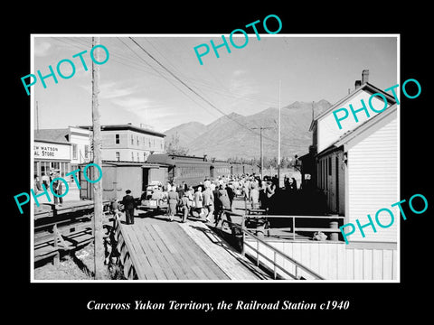 OLD LARGE HISTORIC PHOTO OF CARCROSS YUKON, VIEW OF THE RAILROAD STATION c1940