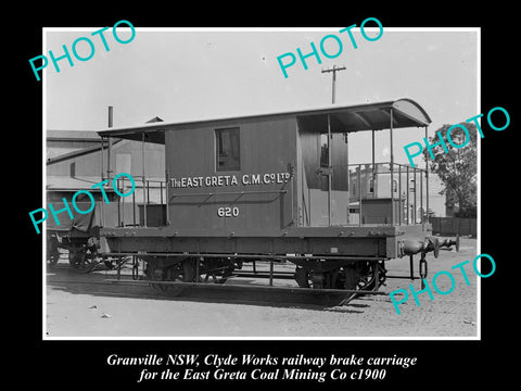 OLD HISTORIC PHOTO OF GRANVILLE NSW, CLYDE WORKS RAILWAY CARRIAGE, GRETA c1900