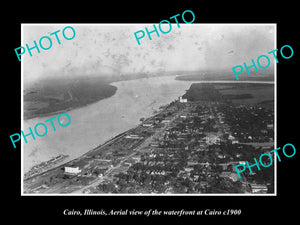 OLD LARGE HISTORIC PHOTO OF CAIRO ILLINOIS, AERIAL VIEW OF THE TOWN & RIVER 1900