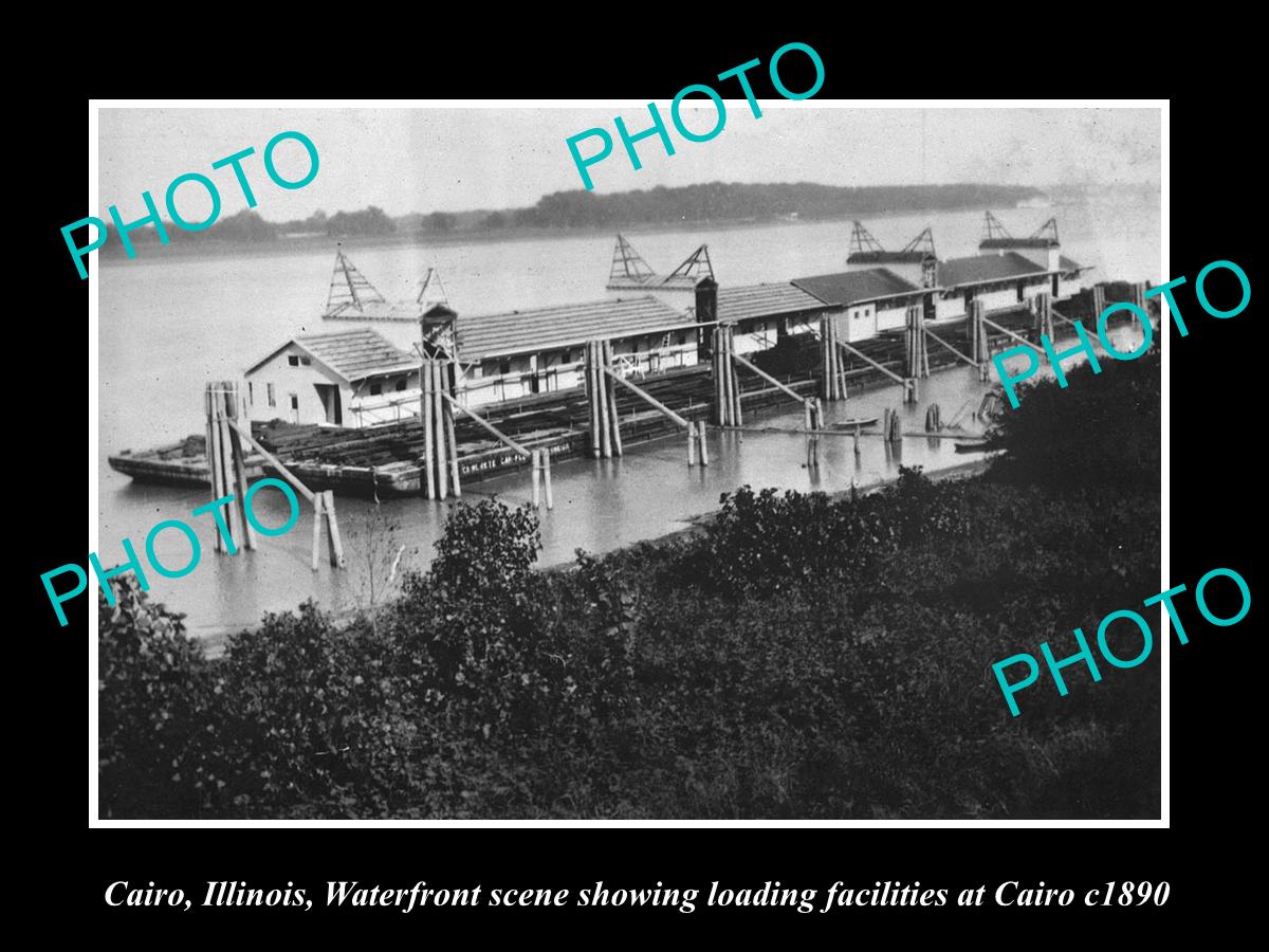 OLD LARGE HISTORIC PHOTO OF CAIRO ILLINOIS, VIEW OF THE LOADING WHARF c1890