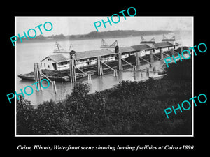 OLD LARGE HISTORIC PHOTO OF CAIRO ILLINOIS, VIEW OF THE LOADING WHARF c1890