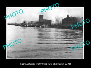 OLD LARGE HISTORIC PHOTO OF CAIRO ILLINOIS, VIEW OF THE TOWN WATERFRONT c1920