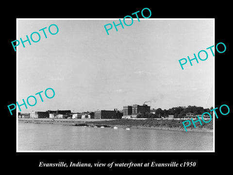 OLD LARGE HISTORIC PHOTO OF EVANSVILLE INDIANA, THE TOWN & WATERFRONT c1950