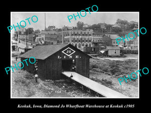 OLD LARGE HISTORIC PHOTO OF KEOKUK IOWA, THE DIAMOND JOE STEAMBOAT WHARF c1905