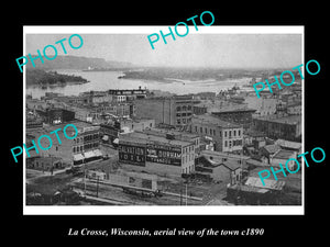 OLD LARGE HISTORIC PHOTO OF LA CROSSE WISCONSIN, AERIAL VIEW OF THE TOWN c1890