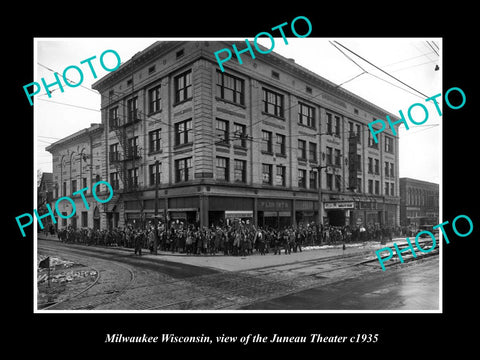 OLD LARGE HISTORIC PHOTO OF MILWAUKEE WISCONSIN, THE JUNEAU THEATER c1935