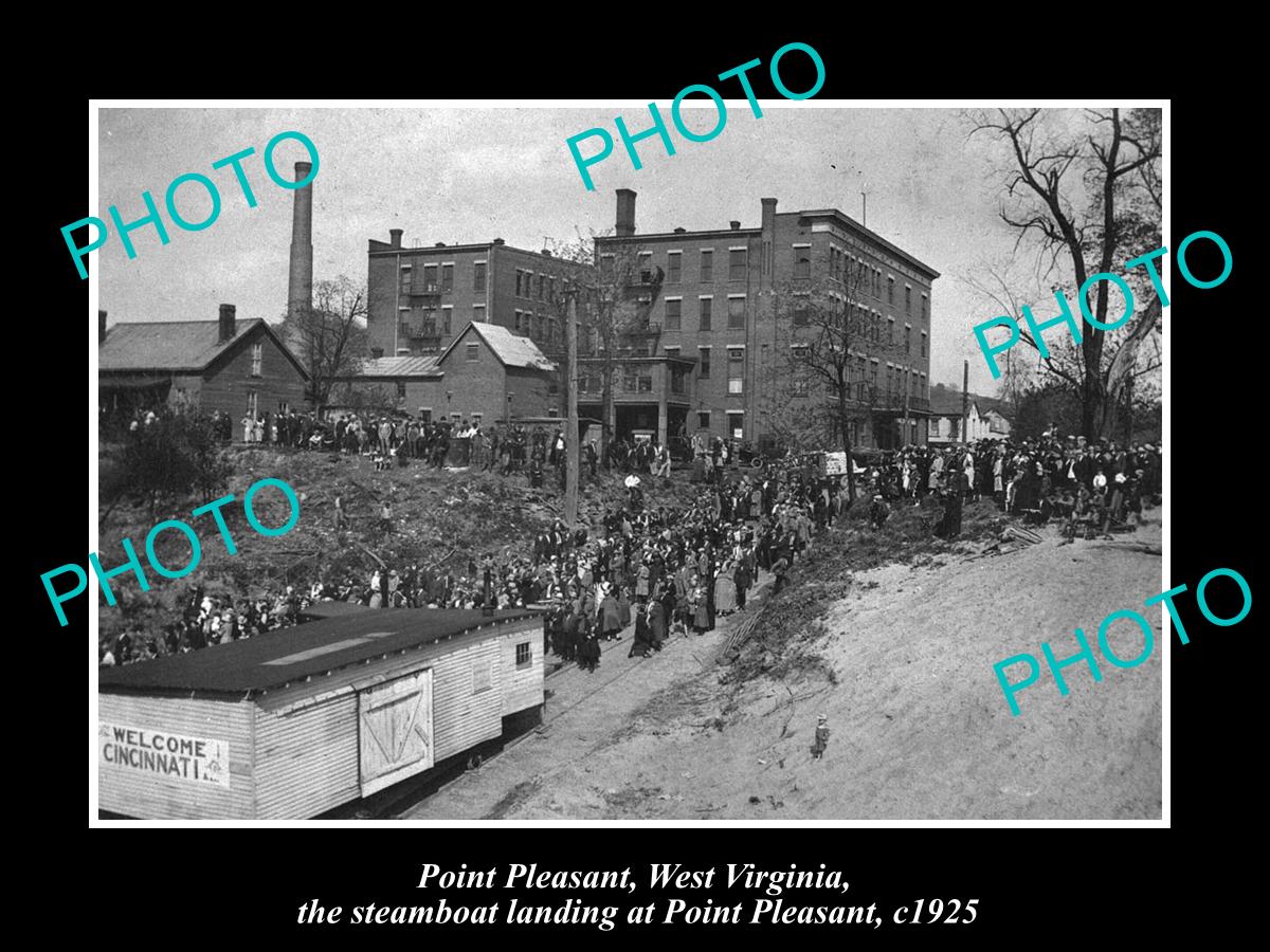 OLD LARGE HISTORIC PHOTO OF POINT PLEASANT WEST VIRGINIA, STEAMBOAT LANDING 1925