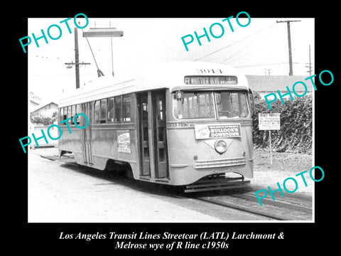 OLD LARGE HISTORIC PHOTO OF LOS ANGELES TRANSIT LINES STREETCAR, CAR 3011 c1950s