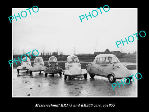 OLD LARGE HISTORIC PHOTO OF MESSERSCHMITT KR175 & KR200 CARS c1955