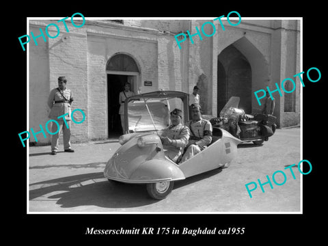 OLD LARGE HISTORIC PHOTO OF MESSERSCHMITT KR175 CAR c1955, BAGHDAD