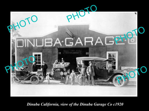 OLD LARGE HISTORIC PHOTO OF DINUBA CALIFORNIA, THE DINUBA MOTOR GARAGE c1920