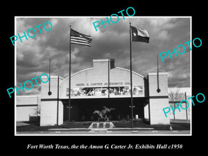 OLD LARGE HISTORIC PHOTO OF FORT WORTH TEXAS, THE CARTER EXHIBIT HALL c1950