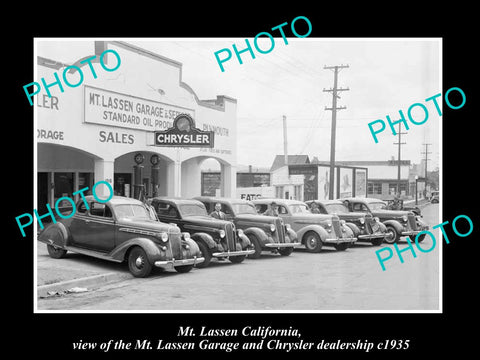 OLD LARGE HISTORIC PHOTO OF Mt LASSEN CALIFORNIA, THE CHRYSLER MOTOR GARAGE 1935