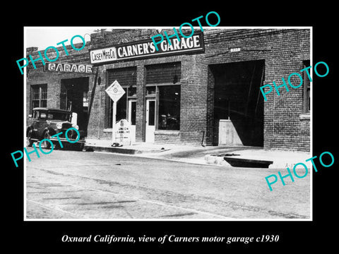 OLD LARGE HISTORIC PHOTO OF OXNARD CALIFORNIA, THE CARNERS MOTOR GARAGE c1930