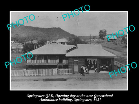 OLD LARGE HISTORIC PHOTO OF SPRINGSURE QUEENSLAND, THE AMBULANCE STATION 1927