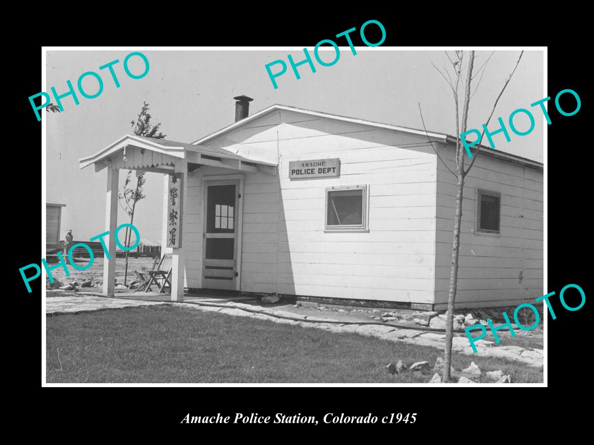 OLD LARGE HISTORIC PHOTO OF AMANCHE COLORADO, VIEW OF THE POLICE STATION c1940