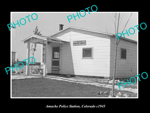 OLD LARGE HISTORIC PHOTO OF AMANCHE COLORADO, VIEW OF THE POLICE STATION c1940