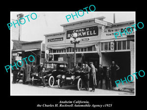 OLD LARGE HISTORIC PHOTO OF ANAHEIM CALIFORNIA, THE ROCKWELL MOTOR GARAGE c1920