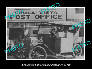 OLD LARGE HISTORIC PHOTO OF CHULA VISTA CALIFORNIA, THE POST OFFICE c1920