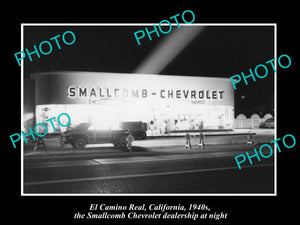 OLD LARGE HISTORIC PHOTO OF EL CAMINO REAL CALIFORNIA, THE CHEVROLET GARAGE 1940