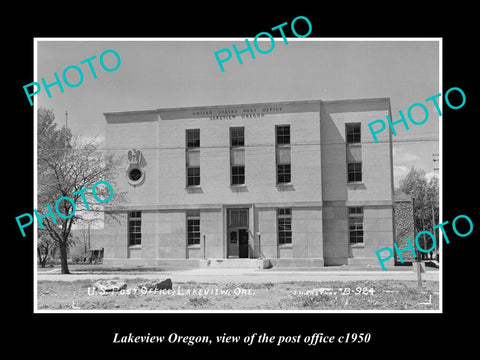 OLD LARGE HISTORIC PHOTO OF LAKEVIEW OREGON, VIEW OF THE POST OFFICE c1950