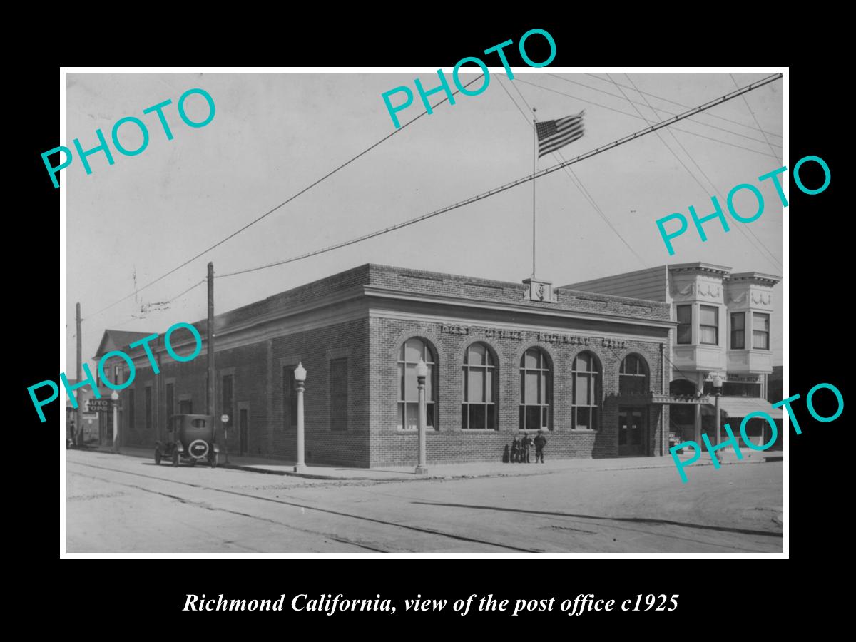 OLD LARGE HISTORIC PHOTO OF RICHMOND CALIFORNIA, VIEW OF THE POST OFFICE c1825