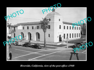 OLD LARGE HISTORIC PHOTO OF RIVERSIDE CALIFORNIA, VIEW OF THE POST OFFICE c1940