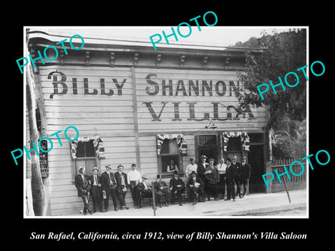 OLD LARGE HISTORIC PHOTO OF SAN RAFAEL CALIFORNIA, THE BILLY SHANNON SALOON 1912