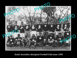 OLD LARGE HISTORIC PHOTO OF SOUTH AUSTRALIAN ABORIGINAL FOOTBALL TEAM c1905